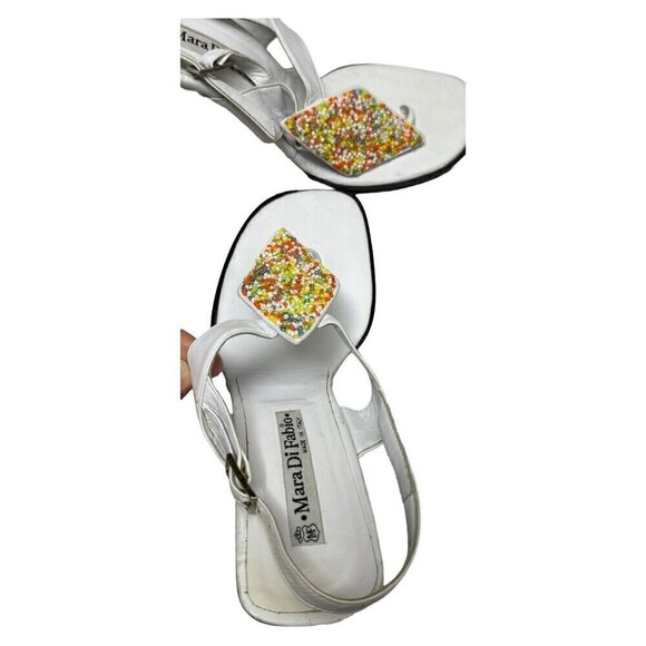 MARA DI FABIO Italian Luxury Designer Beaded Casual Summer Heels Sandals 6.5 US - Picture 5 of 6